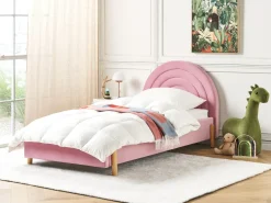 Best Welur ANET 90 x 200 cm Różowy Dzieci Wszystkie Meble I Akcesoria Dziecięce|Łóżka Tapicerowane