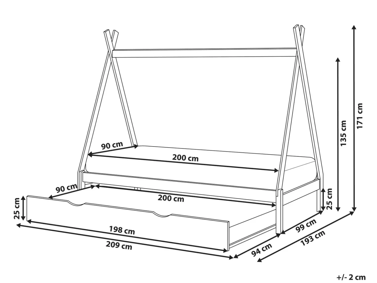 Sale Łóżko dziecięce wysuwane Drewno sosnowe TALMONTIERS 90 x 200 cm Dzieci Łóżka Wysuwane I Dzienne|Łóżka Drewniane