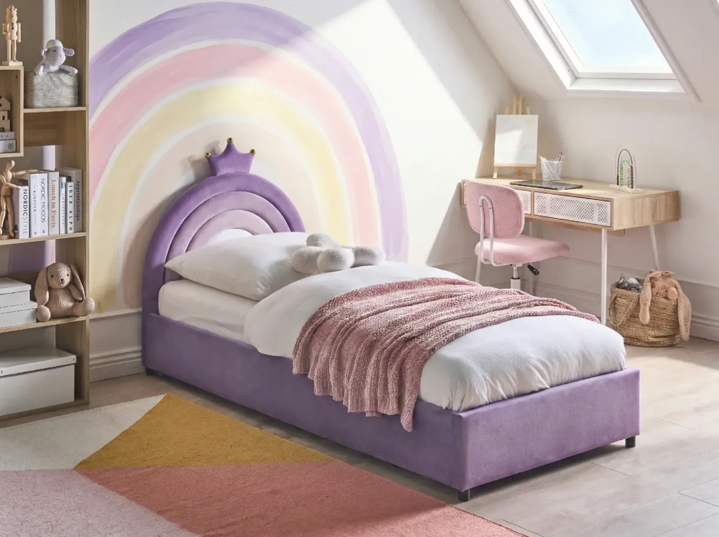 Discount Łóżko dziecięce z pojemnikiem GRISETOT Welur Fioletowy 90 x 200 cm Dzieci Łóżka Z Pojemnikiem|Wszystkie Meble I Akcesoria Dziecięce