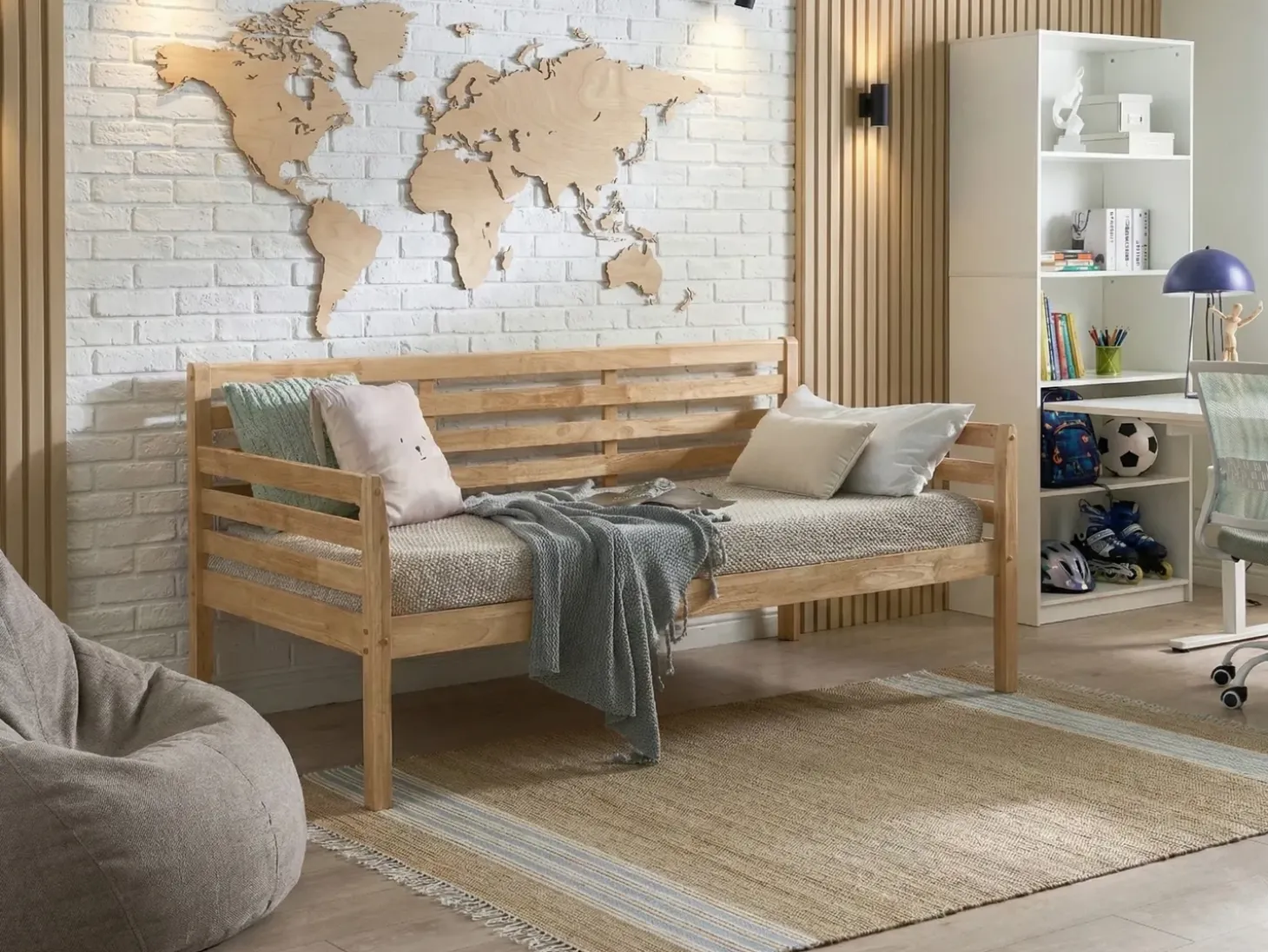 Online Łóżko dzienne Drewno THEZA 90 x 200 cm Dzieci Łóżka Wysuwane I Dzienne|Łóżka Drewniane