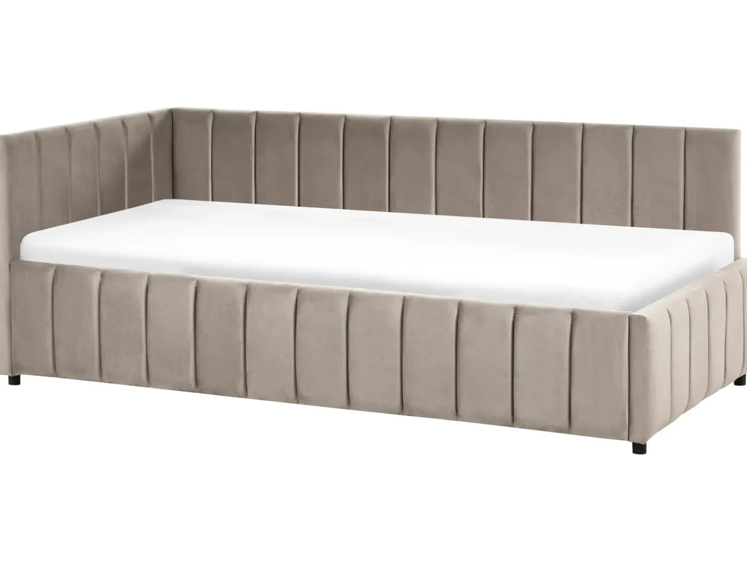 Clearance Łóżko dzienne Welur LISIEUX 90 x 200 cm Beżowoszary Łóżka Tapicerowane|Łóżka Wysuwane I Dzienne