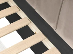 Clearance Łóżko dzienne Welur LISIEUX 90 x 200 cm Beżowoszary Łóżka Tapicerowane|Łóżka Wysuwane I Dzienne