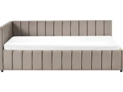 Clearance Łóżko dzienne Welur LISIEUX 90 x 200 cm Beżowoszary Łóżka Tapicerowane|Łóżka Wysuwane I Dzienne