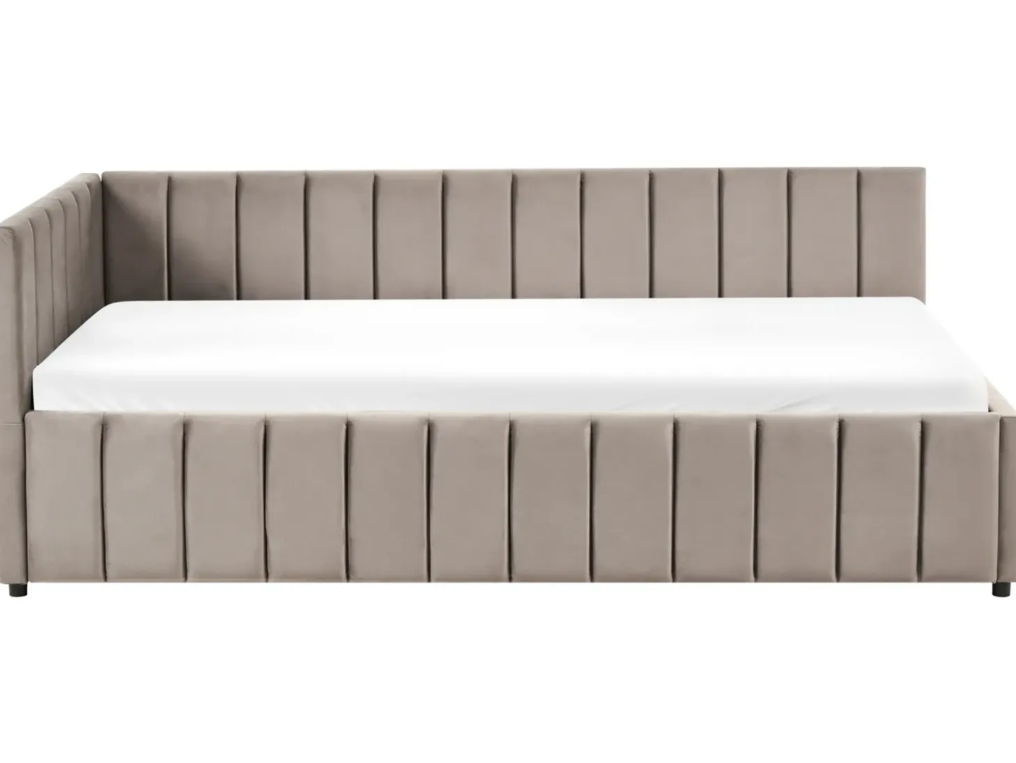 Clearance Łóżko dzienne Welur LISIEUX 90 x 200 cm Beżowoszary Łóżka Tapicerowane|Łóżka Wysuwane I Dzienne