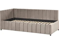 Clearance Łóżko dzienne Welur LISIEUX 90 x 200 cm Beżowoszary Łóżka Tapicerowane|Łóżka Wysuwane I Dzienne