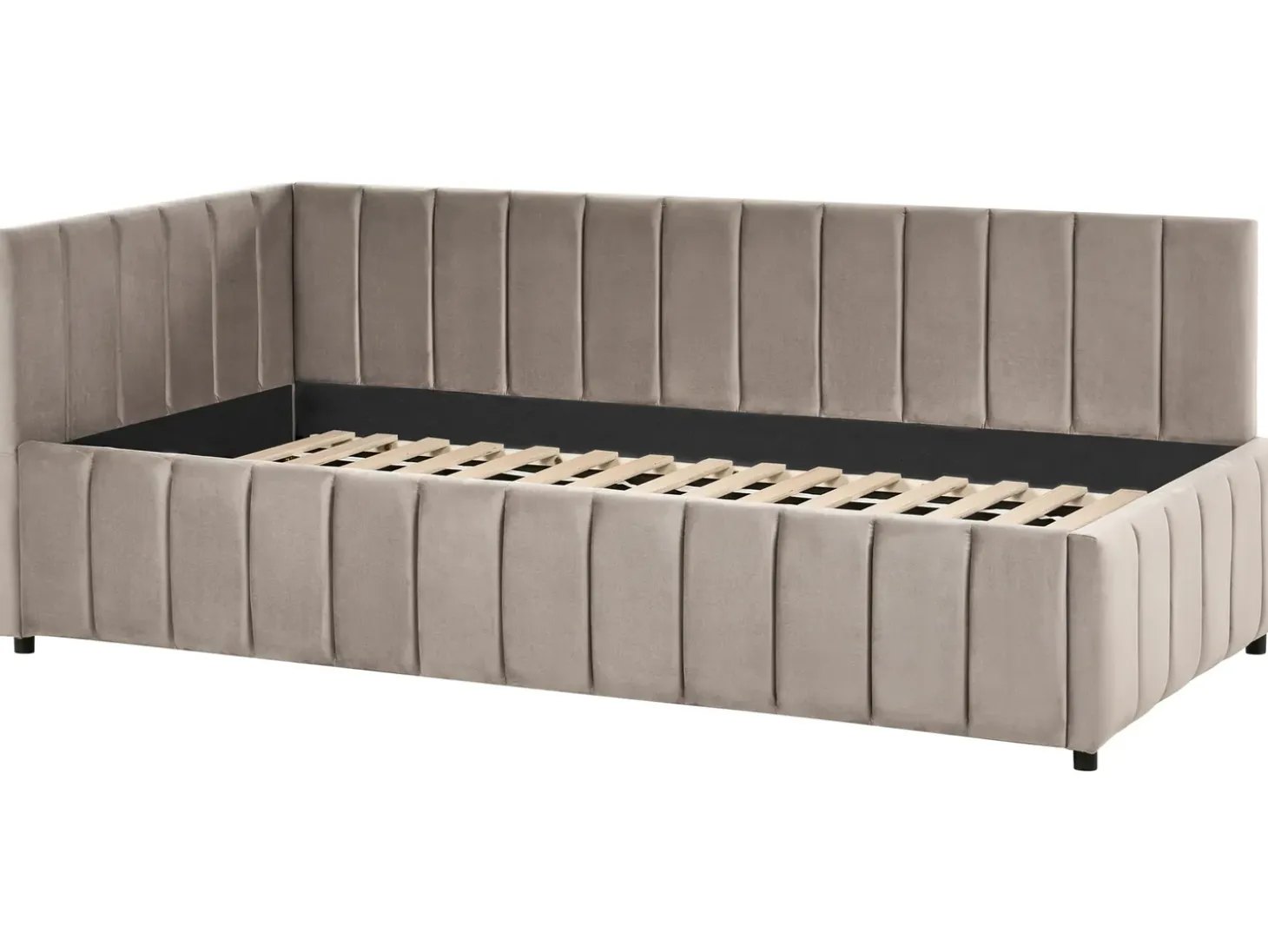 Clearance Łóżko dzienne Welur LISIEUX 90 x 200 cm Beżowoszary Łóżka Tapicerowane|Łóżka Wysuwane I Dzienne