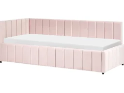 Hot Łóżko dzienne Welur LISIEUX 90 x 200 cm Pastelowy róż Łóżka Tapicerowane|Łóżka Wysuwane I Dzienne