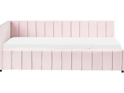 Hot Łóżko dzienne Welur LISIEUX 90 x 200 cm Pastelowy róż Łóżka Tapicerowane|Łóżka Wysuwane I Dzienne