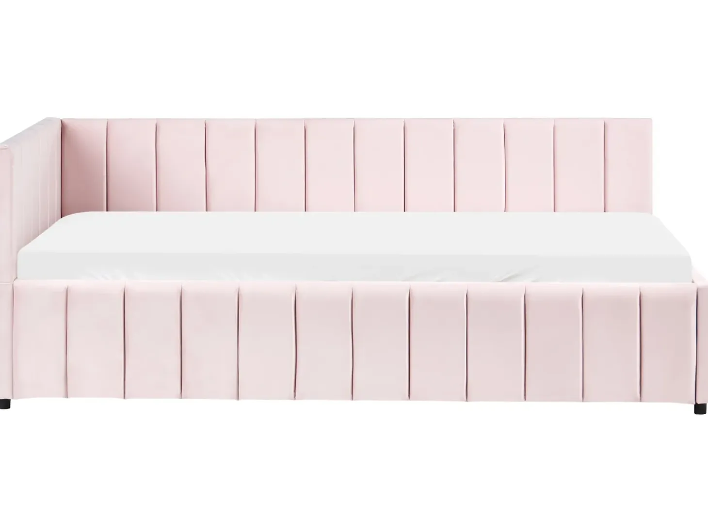 Hot Łóżko dzienne Welur LISIEUX 90 x 200 cm Pastelowy róż Łóżka Tapicerowane|Łóżka Wysuwane I Dzienne