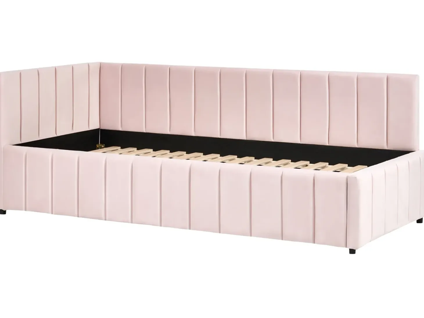 Hot Łóżko dzienne Welur LISIEUX 90 x 200 cm Pastelowy róż Łóżka Tapicerowane|Łóżka Wysuwane I Dzienne