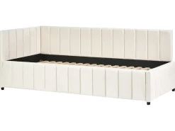 Hot Łóżko dzienne Welur LISIEUX 90 x 200 cm Złamana biel Łóżka Tapicerowane|Łóżka Wysuwane I Dzienne