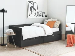 New Łóżko dzienne z szufladami MARRAY Welur 90 x 200 cm Łóżka Tapicerowane|Łóżka Z Pojemnikiem