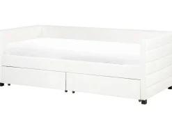 Discount Łóżko dzienne z szufladami MARRAY Welur Złamana biel 90 x 200 cm Łóżka Tapicerowane|Łóżka Z Pojemnikiem