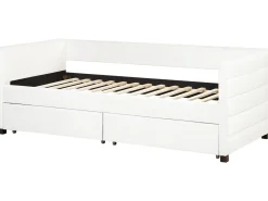 Discount Łóżko dzienne z szufladami MARRAY Welur Złamana biel 90 x 200 cm Łóżka Tapicerowane|Łóżka Z Pojemnikiem