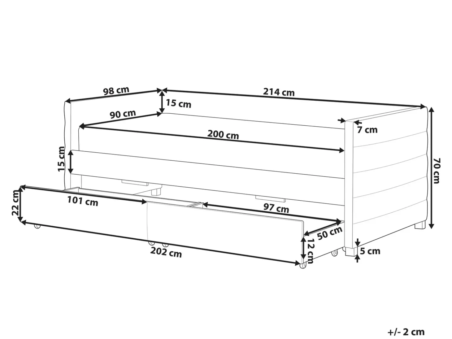 Discount Łóżko dzienne z szufladami MARRAY Welur Złamana biel 90 x 200 cm Łóżka Tapicerowane|Łóżka Z Pojemnikiem