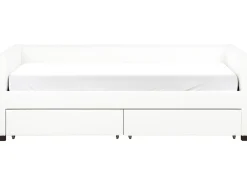 Discount Łóżko dzienne z szufladami MARRAY Welur Złamana biel 90 x 200 cm Łóżka Tapicerowane|Łóżka Z Pojemnikiem