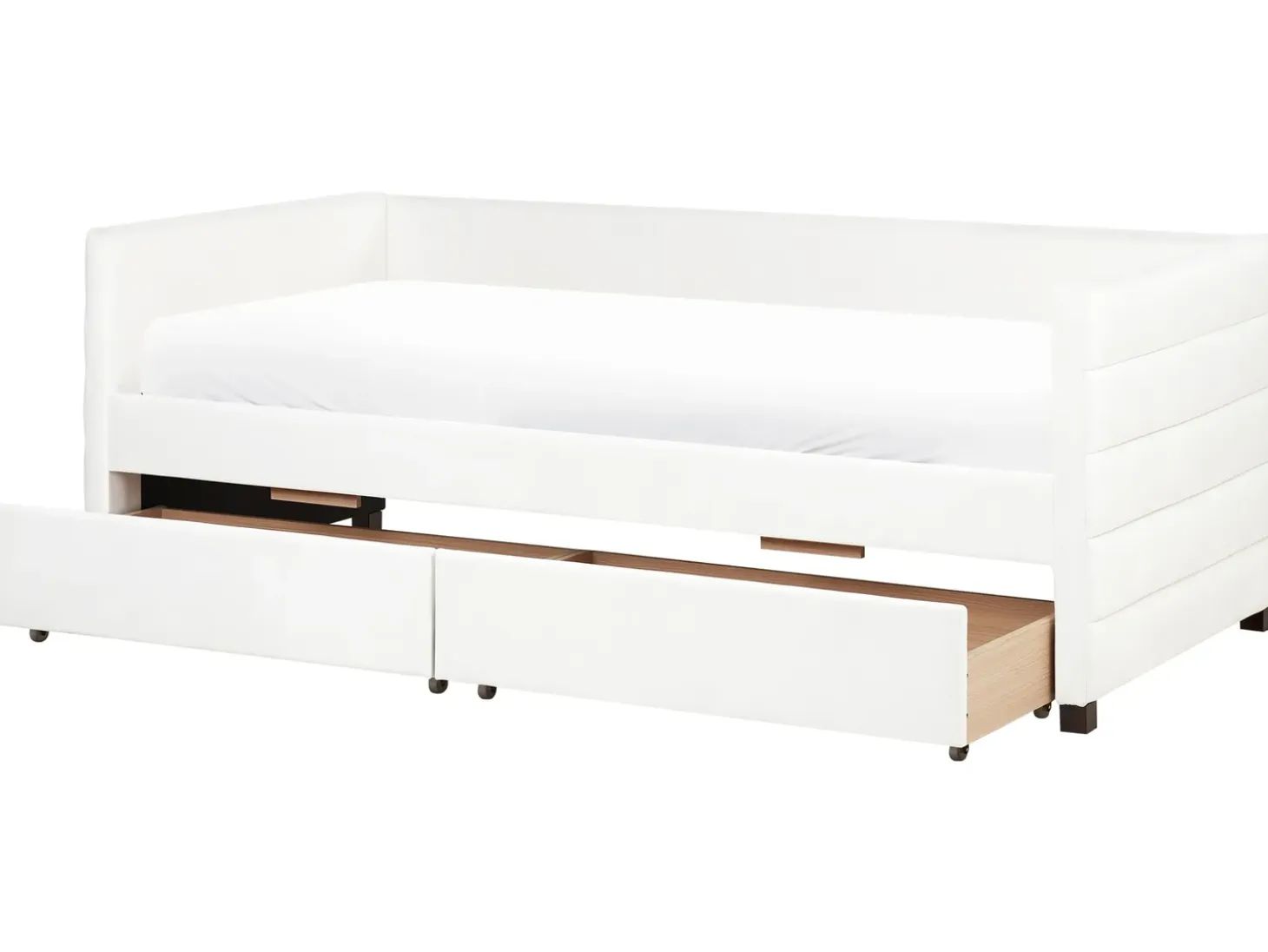 Discount Łóżko dzienne z szufladami MARRAY Welur Złamana biel 90 x 200 cm Łóżka Tapicerowane|Łóżka Z Pojemnikiem