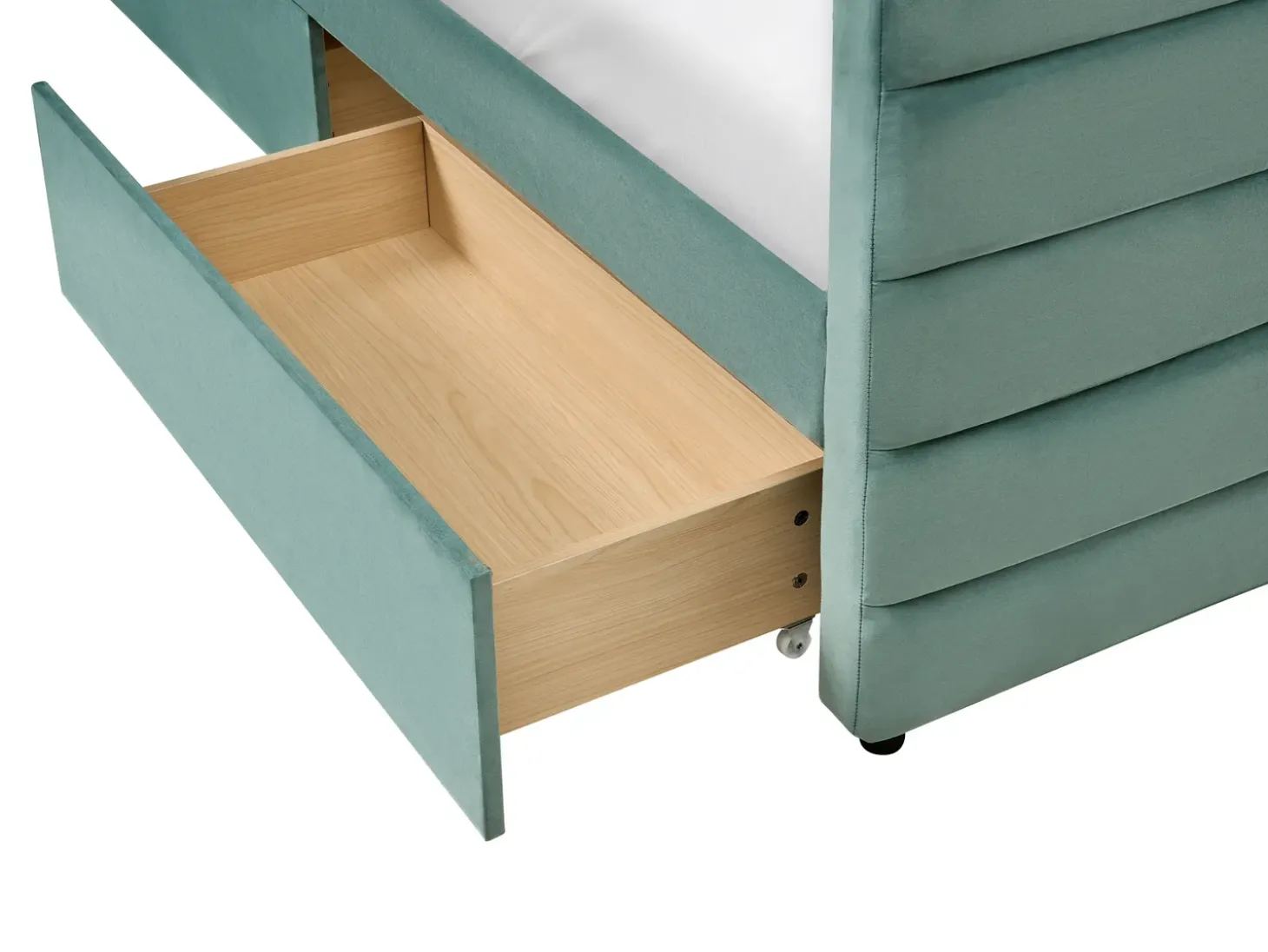 Outlet Łóżko dzienne z szufladami MARRAY Welur Miętowy 90 x 200 cm Łóżka Tapicerowane|Łóżka Wysuwane I Dzienne