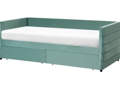 Outlet Łóżko dzienne z szufladami MARRAY Welur Miętowy 90 x 200 cm Łóżka Tapicerowane|Łóżka Wysuwane I Dzienne