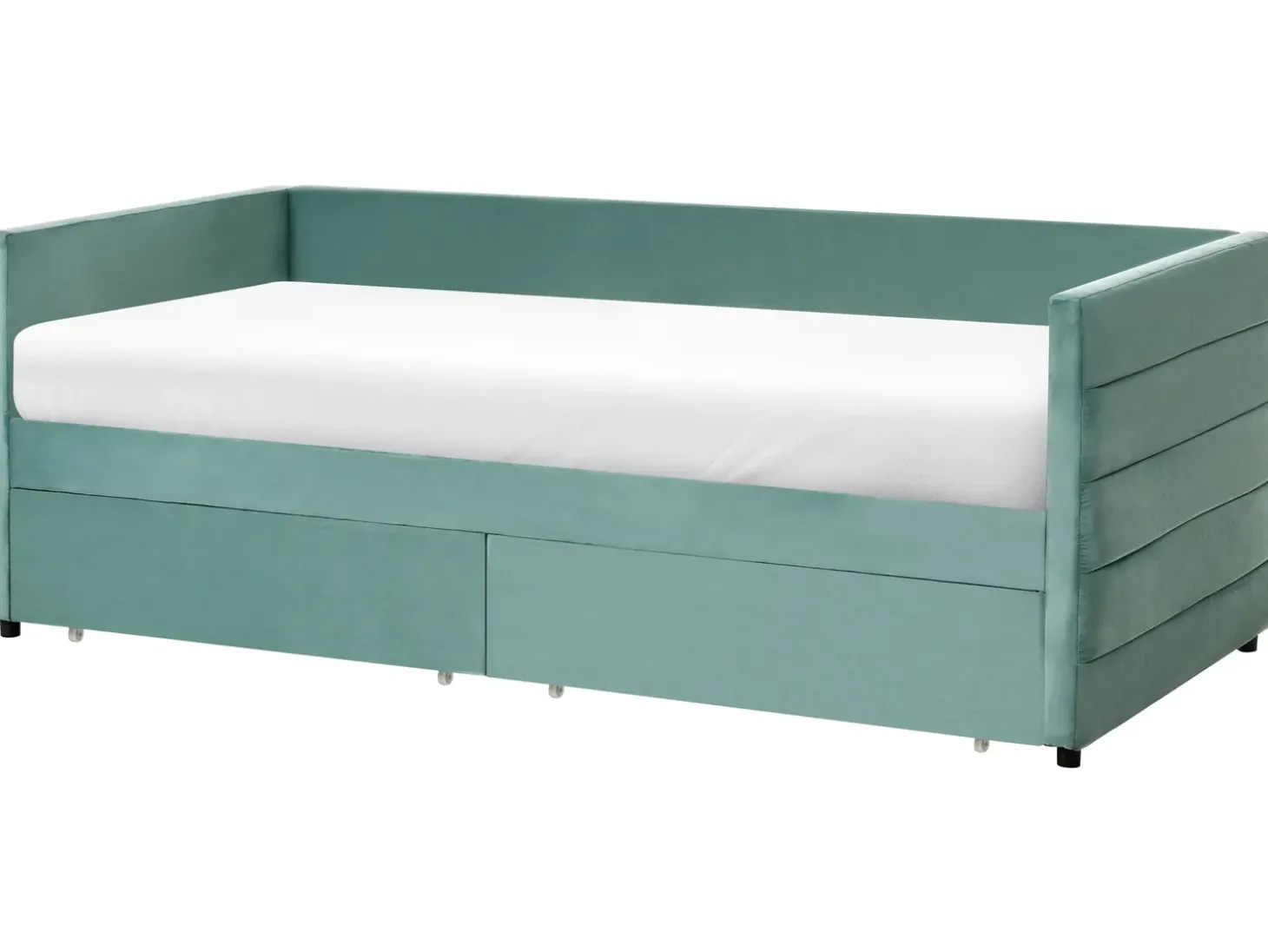Outlet Łóżko dzienne z szufladami MARRAY Welur Miętowy 90 x 200 cm Łóżka Tapicerowane|Łóżka Wysuwane I Dzienne