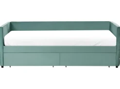 Outlet Łóżko dzienne z szufladami MARRAY Welur Miętowy 90 x 200 cm Łóżka Tapicerowane|Łóżka Wysuwane I Dzienne