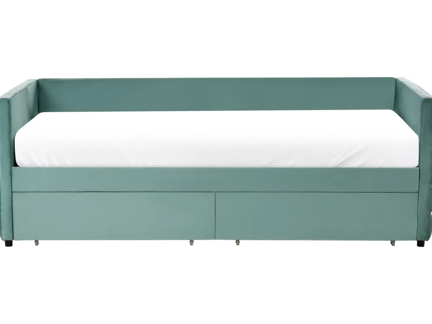 Outlet Łóżko dzienne z szufladami MARRAY Welur Miętowy 90 x 200 cm Łóżka Tapicerowane|Łóżka Wysuwane I Dzienne