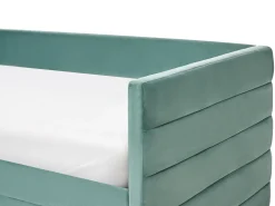Outlet Łóżko dzienne z szufladami MARRAY Welur Miętowy 90 x 200 cm Łóżka Tapicerowane|Łóżka Wysuwane I Dzienne