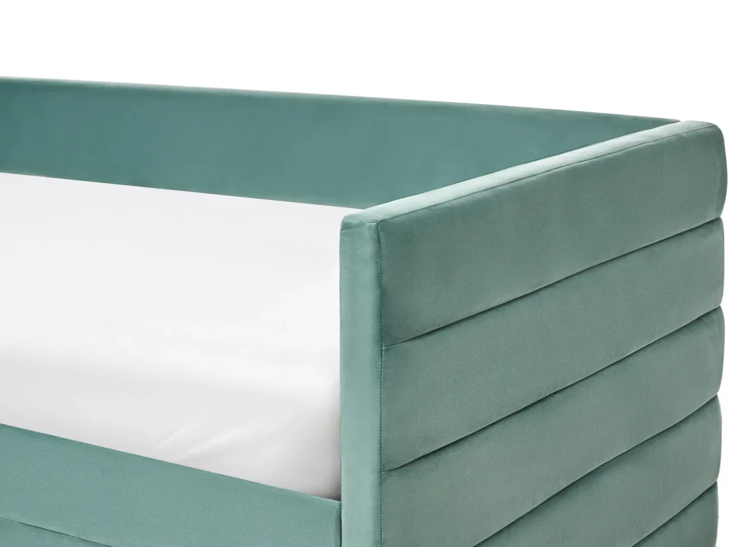 Outlet Łóżko dzienne z szufladami MARRAY Welur Miętowy 90 x 200 cm Łóżka Tapicerowane|Łóżka Wysuwane I Dzienne