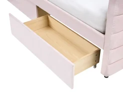 Outlet Łóżko dzienne z szufladami MARRAY Welur Pastelowy róż 90 x 200 cm Łóżka Tapicerowane|Łóżka Wysuwane I Dzienne