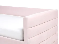Outlet Łóżko dzienne z szufladami MARRAY Welur Pastelowy róż 90 x 200 cm Łóżka Tapicerowane|Łóżka Wysuwane I Dzienne
