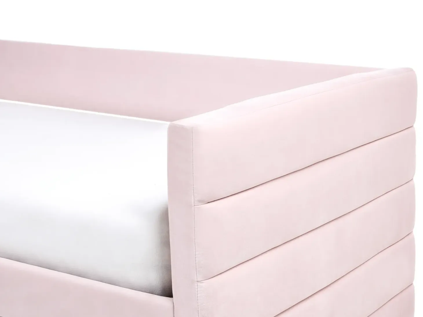 Outlet Łóżko dzienne z szufladami MARRAY Welur Pastelowy róż 90 x 200 cm Łóżka Tapicerowane|Łóżka Wysuwane I Dzienne