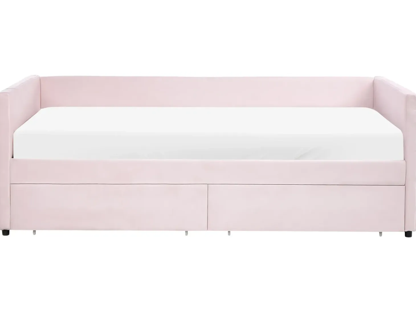 Outlet Łóżko dzienne z szufladami MARRAY Welur Pastelowy róż 90 x 200 cm Łóżka Tapicerowane|Łóżka Wysuwane I Dzienne