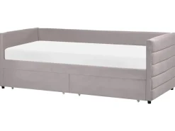 Łóżko dzienne z szufladami MARRAY Welur Jasno 90 x 200 cm Łóżka Tapicerowane|Łóżka Z Pojemnikiem