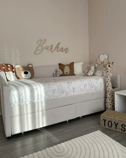 Discount Łóżko dzienne z szufladami VITTEL Jasno 90 x 200 cm Łóżka Tapicerowane|Łóżka Wysuwane I Dzienne