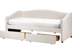 Discount Łóżko dzienne z szufladami VITTEL Jasno 90 x 200 cm Łóżka Tapicerowane|Łóżka Wysuwane I Dzienne