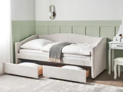Discount Łóżko dzienne z szufladami VITTEL Jasno 90 x 200 cm Łóżka Tapicerowane|Łóżka Wysuwane I Dzienne