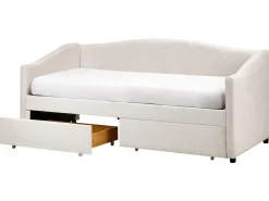 Discount Łóżko dzienne z szufladami VITTEL Jasno 90 x 200 cm Łóżka Tapicerowane|Łóżka Wysuwane I Dzienne