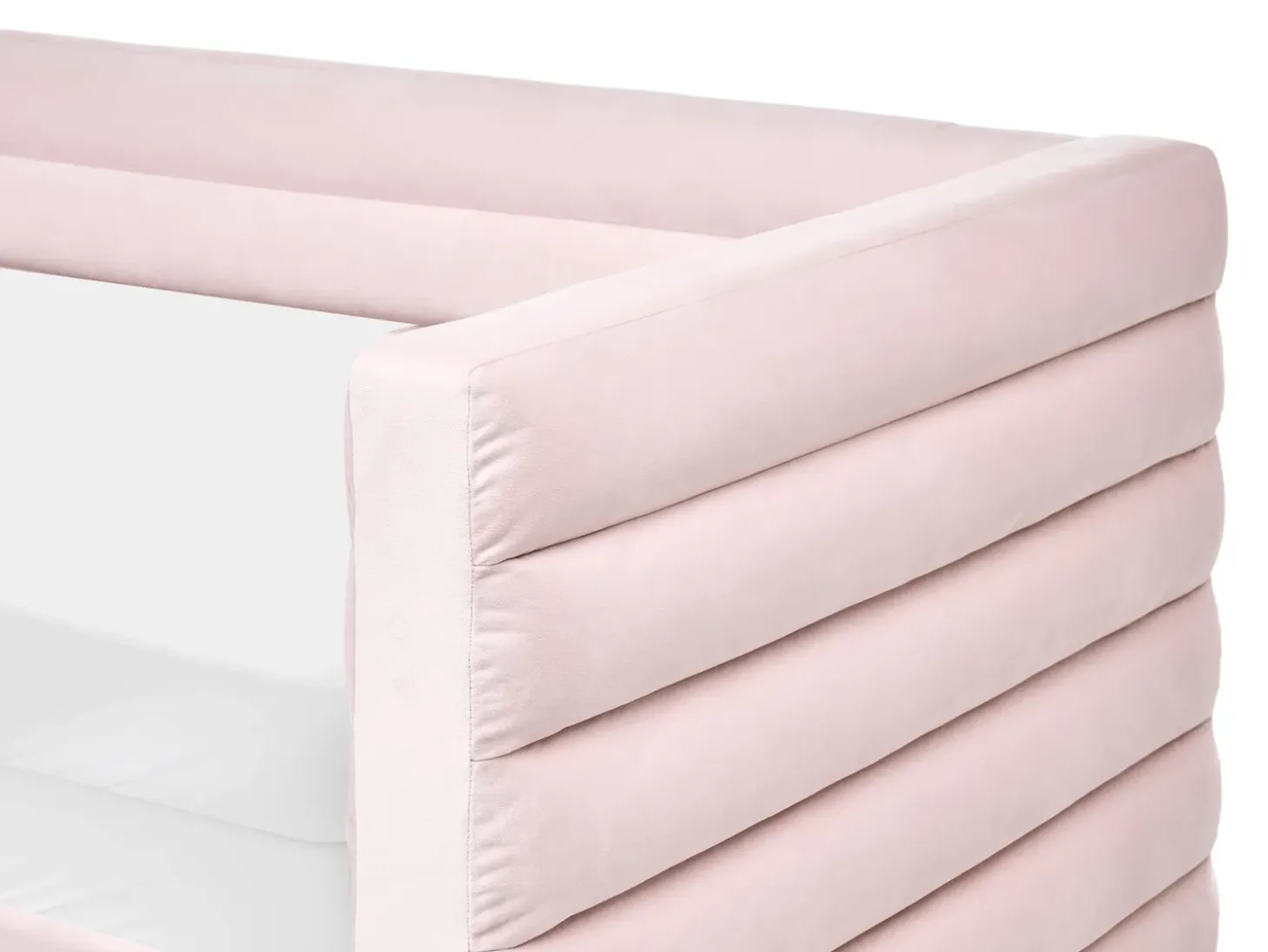 Discount Łóżko dzienne z szufladami Welur MEUDON 90 x 200 cm Pastelowy róż Dzieci Łóżka Wysuwane I Dzienne|Wszystkie Meble I Akcesoria Dziecięce
