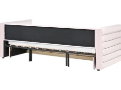 Discount Łóżko dzienne z szufladami Welur MEUDON 90 x 200 cm Pastelowy róż Dzieci Łóżka Wysuwane I Dzienne|Wszystkie Meble I Akcesoria Dziecięce