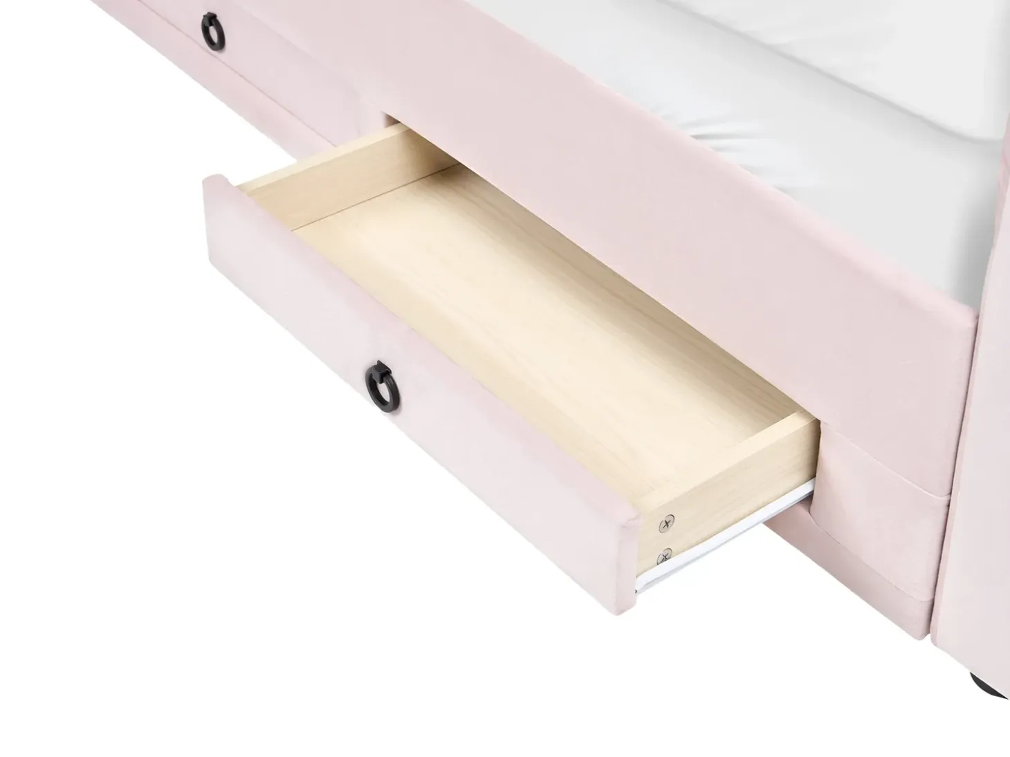 Discount Łóżko dzienne z szufladami Welur MEUDON 90 x 200 cm Pastelowy róż Dzieci Łóżka Wysuwane I Dzienne|Wszystkie Meble I Akcesoria Dziecięce