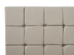 Sale Łóżko Ekoskóra AMBERT 140 x 200 cm Beżowo Łóżka Podwójne|Łóżka Skórzane