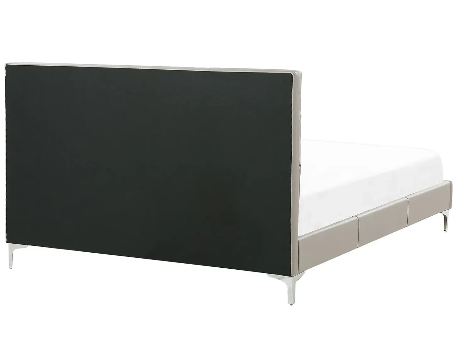 Sale Łóżko Ekoskóra AMBERT 140 x 200 cm Beżowo Łóżka Podwójne|Łóżka Skórzane