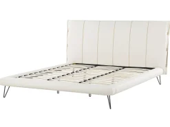 New Łóżko Ekoskóra BETIN 180 x 200 cm Jasno Łóżka Podwójne|Łóżka Skórzane