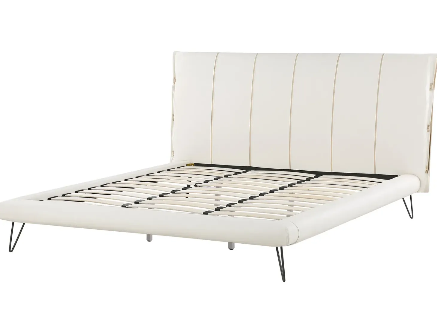 New Łóżko Ekoskóra BETIN 180 x 200 cm Jasno Łóżka Podwójne|Łóżka Skórzane