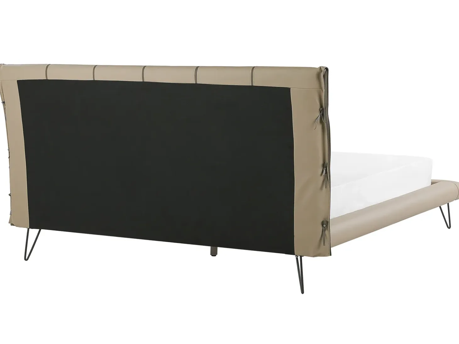 Hot Łóżko Ekoskóra BETIN 180 x 200 cm Piaskowy Łóżka Podwójne|Łóżka Skórzane