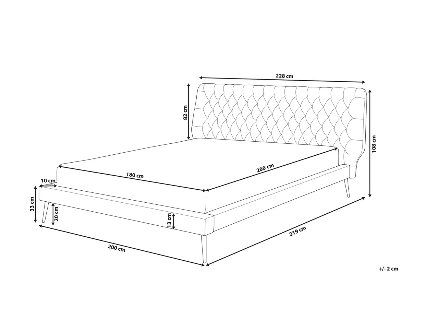 Clearance Ekoskóra ESSONNE 180 x 200 cm Łóżka Podwójne|Łóżka Skórzane