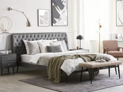 Clearance Ekoskóra ESSONNE 180 x 200 cm Łóżka Podwójne|Łóżka Skórzane