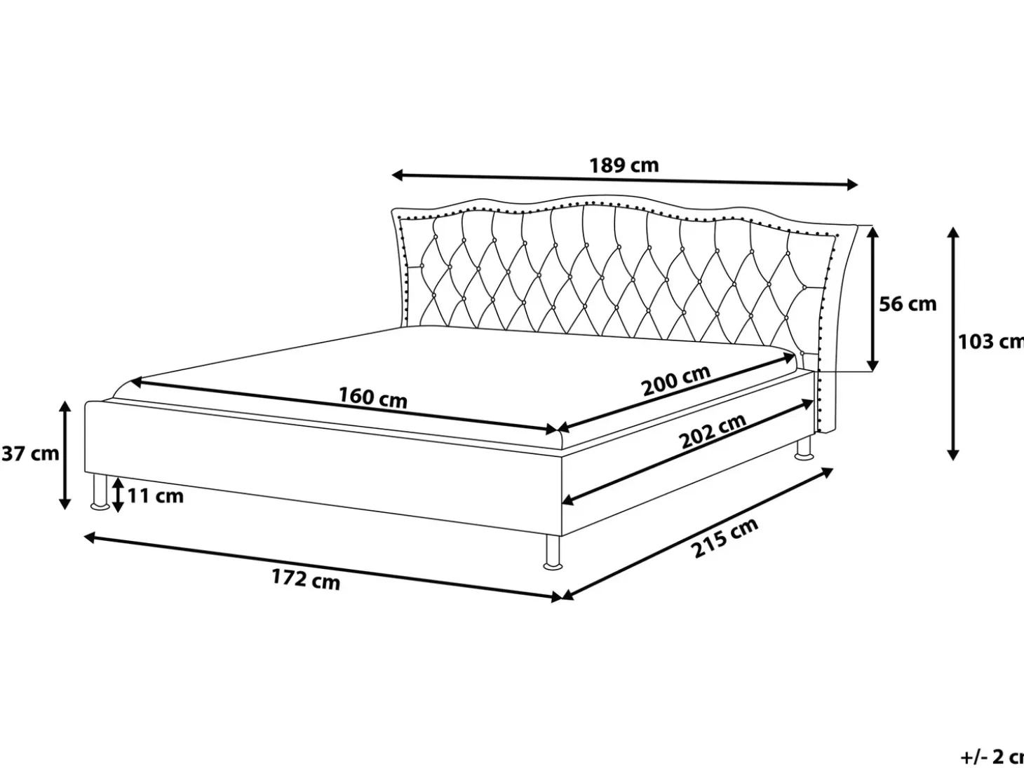 Discount Łóżko Ekoskóra METZ 160 x 200 cm Czarny Łóżka Podwójne|Łóżka Skórzane