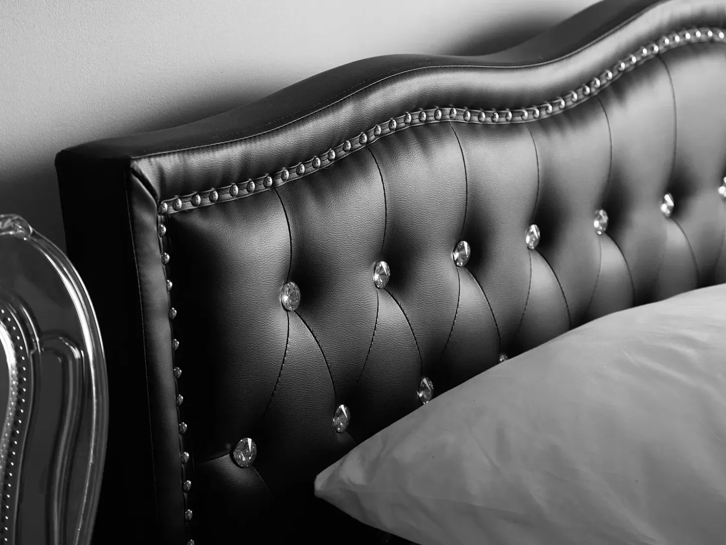 Discount Łóżko Ekoskóra METZ 160 x 200 cm Czarny Łóżka Podwójne|Łóżka Skórzane