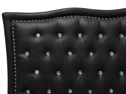 Discount Łóżko Ekoskóra METZ 160 x 200 cm Czarny Łóżka Podwójne|Łóżka Skórzane